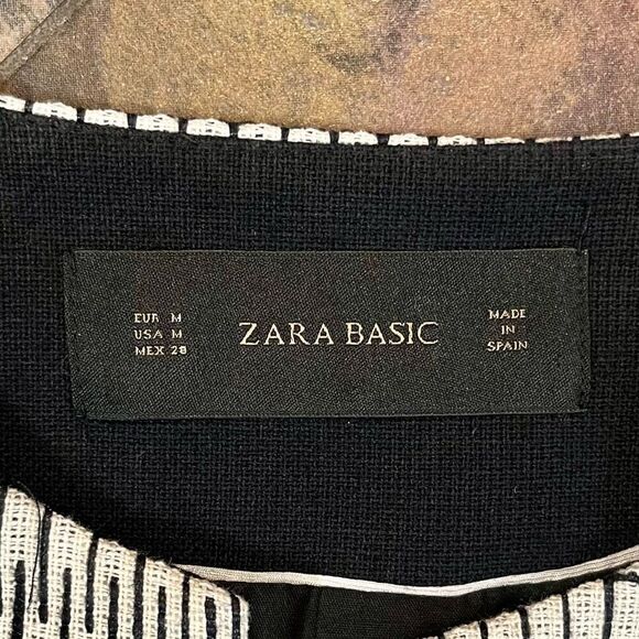 NWT Zara Basic Ombre Embro Open Front Collarless Jacket Medium - Picture 10 of 16